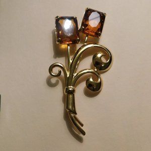 Nolan Miller Amber Flower Pin Brooch
